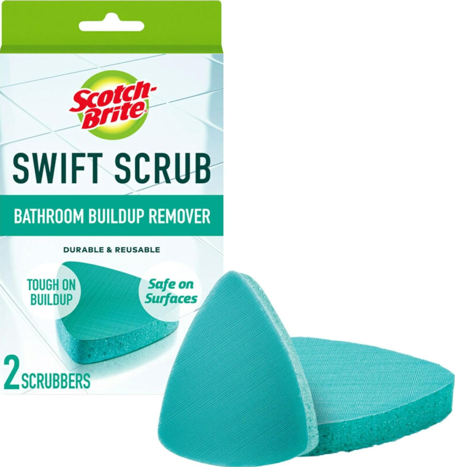 Swift Scrub Bathroom Buildup Remover Cleaner Scrubber Pads Safe on Surfaces -2pc