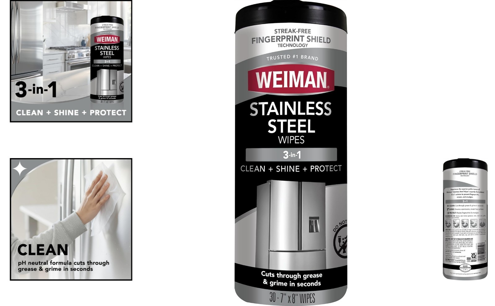 Weiman Stainless Steel Cleaner Wipes, 30 Count – Non-Abrasive Anti-Fingerprint