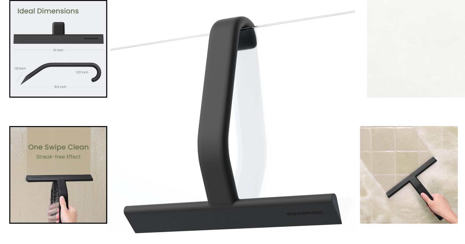 Ergonomic Shower Squeegee – 10-Inch Black Silicone, Seamless & Stylish Home Tool