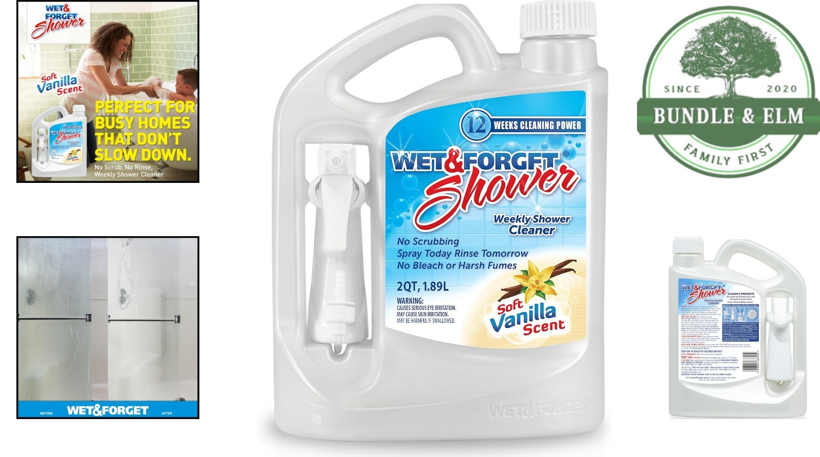 Weekly Application Shower Cleaner, No Scrubbing Needed, Vanilla Scented Liquid