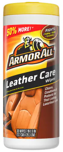 Armor All 30CT Leather Care Wipes for Lasting Luxurious Look 30 Wipes NEW