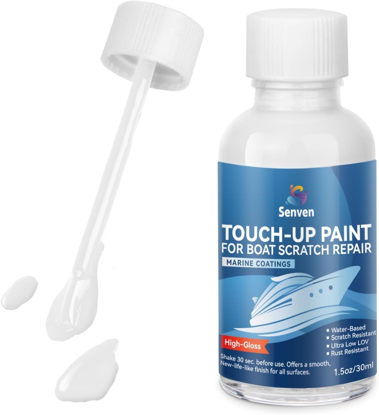 Versatile White Boat Paint Touch Up Pen – Fast-Drying High-Gloss Enamel 30ML