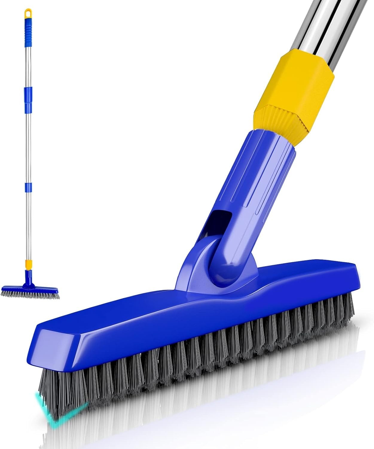 Grout Brush with Long Adjustable Handle, Swivel Scrub Brush, V-Shape Grout Li…