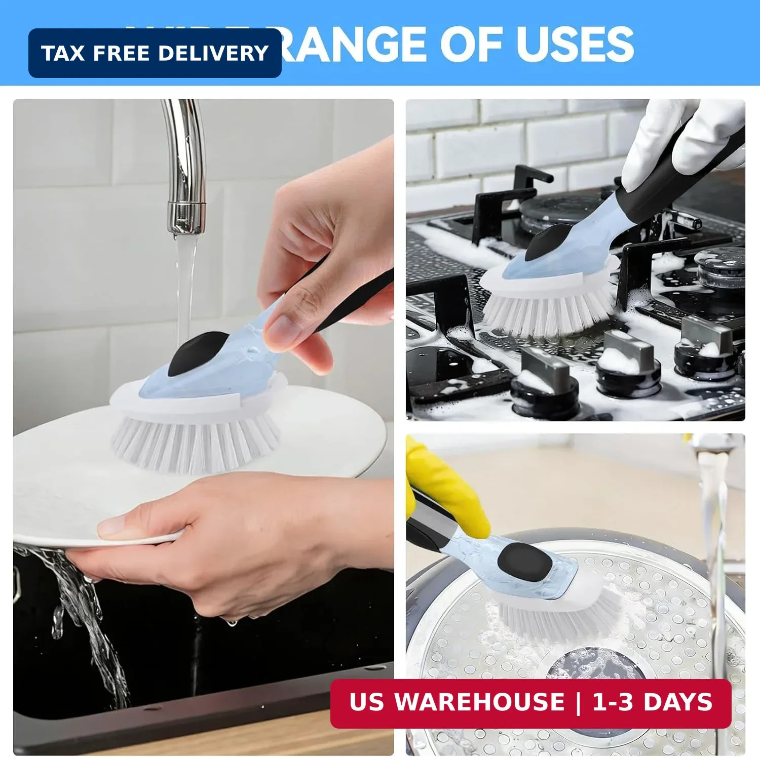 Dish Brush Refills 4 Pack, White Replacement BrushHeads Compatible with OXO Dish