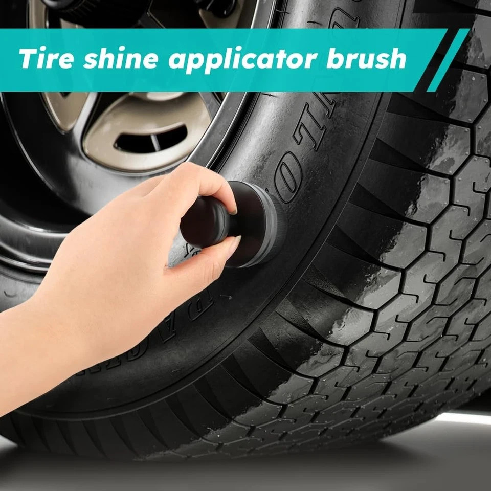 2 Pack Auto Detail Brushes, Tire Shine Applicator Brush, Automotive Black