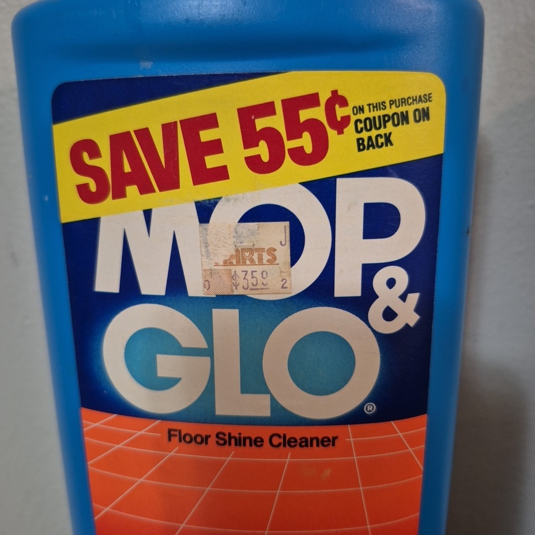 Vintage MOP & GLO Floor Shine Cleaner Movie Prop 1 Pt Bottle Approx. 80% Full