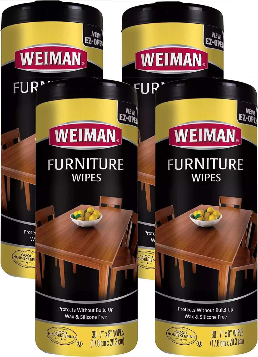 Wood Cleaner and Polish Wipes – 4 Pack (120 Wipes) – for Furniture to Beautify a