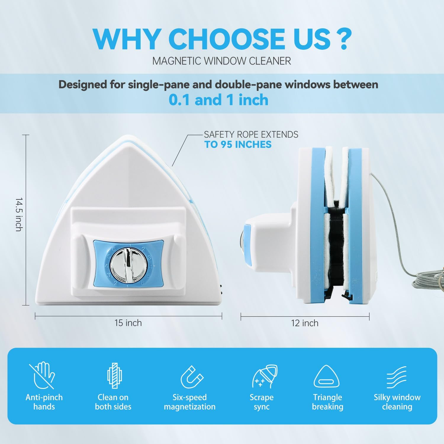 Double-Sided Magnetic Window Cleaner – Adjustable Magnetic Equipment Cleaning Br