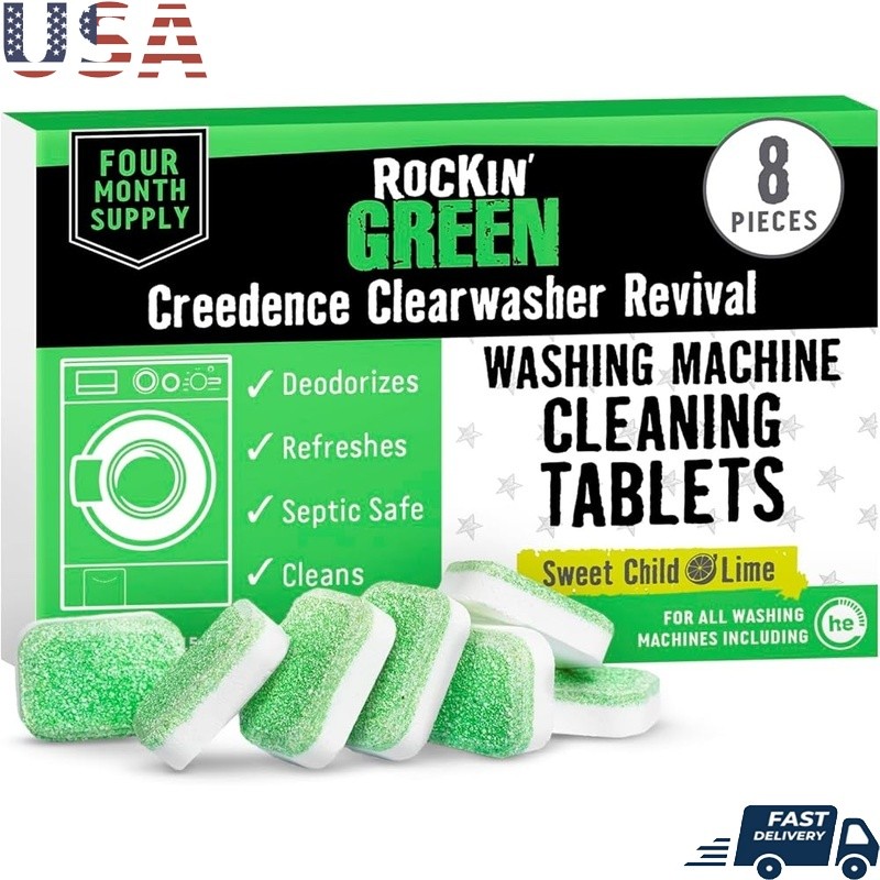 Washing Machine Cleaner Tablets Deep Clean Deodorize Fresh Lime Scent Supplies