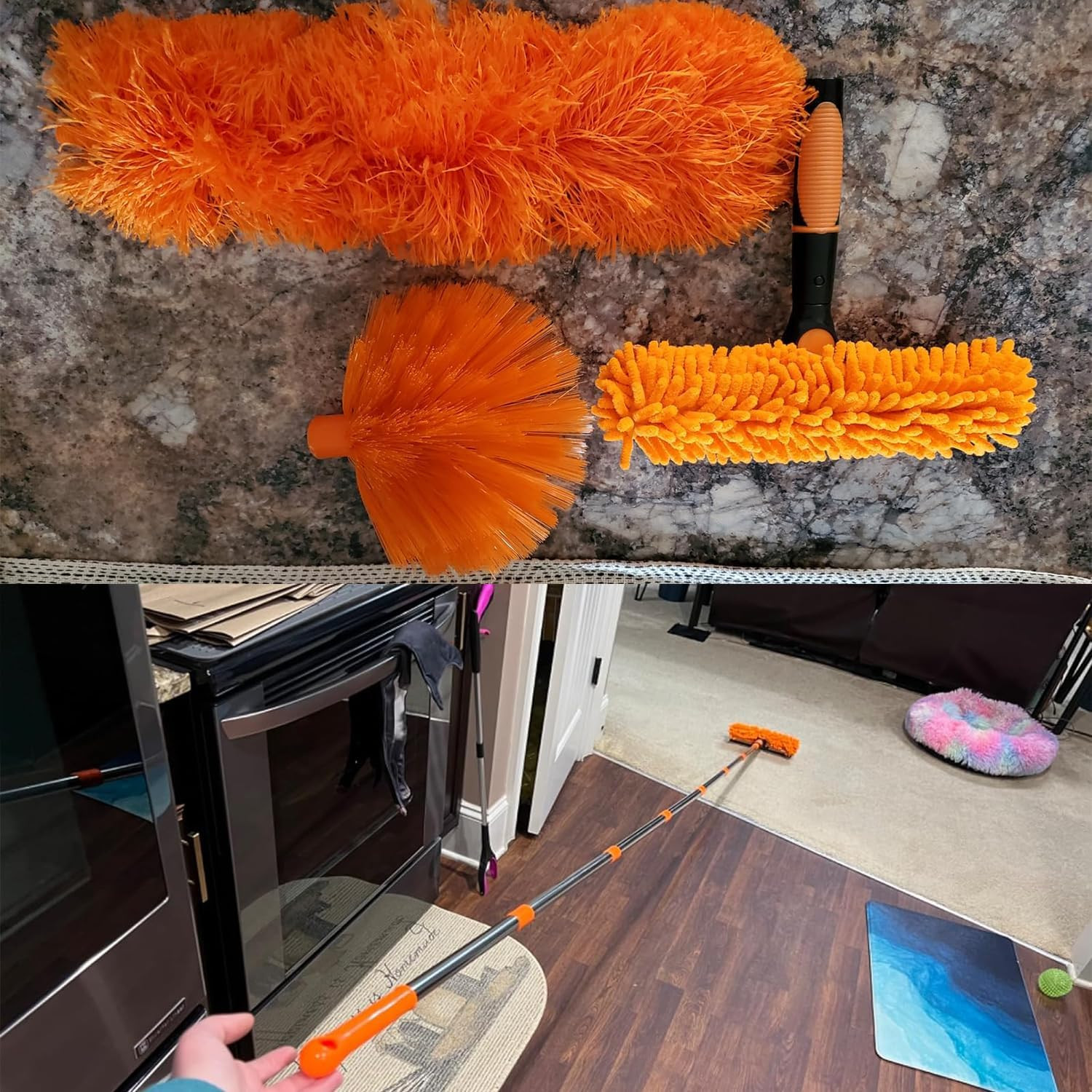 20+ Feet High Reach Dusting Kit with 3-14 Ft Extension Pole //2 in 1 Window Clea