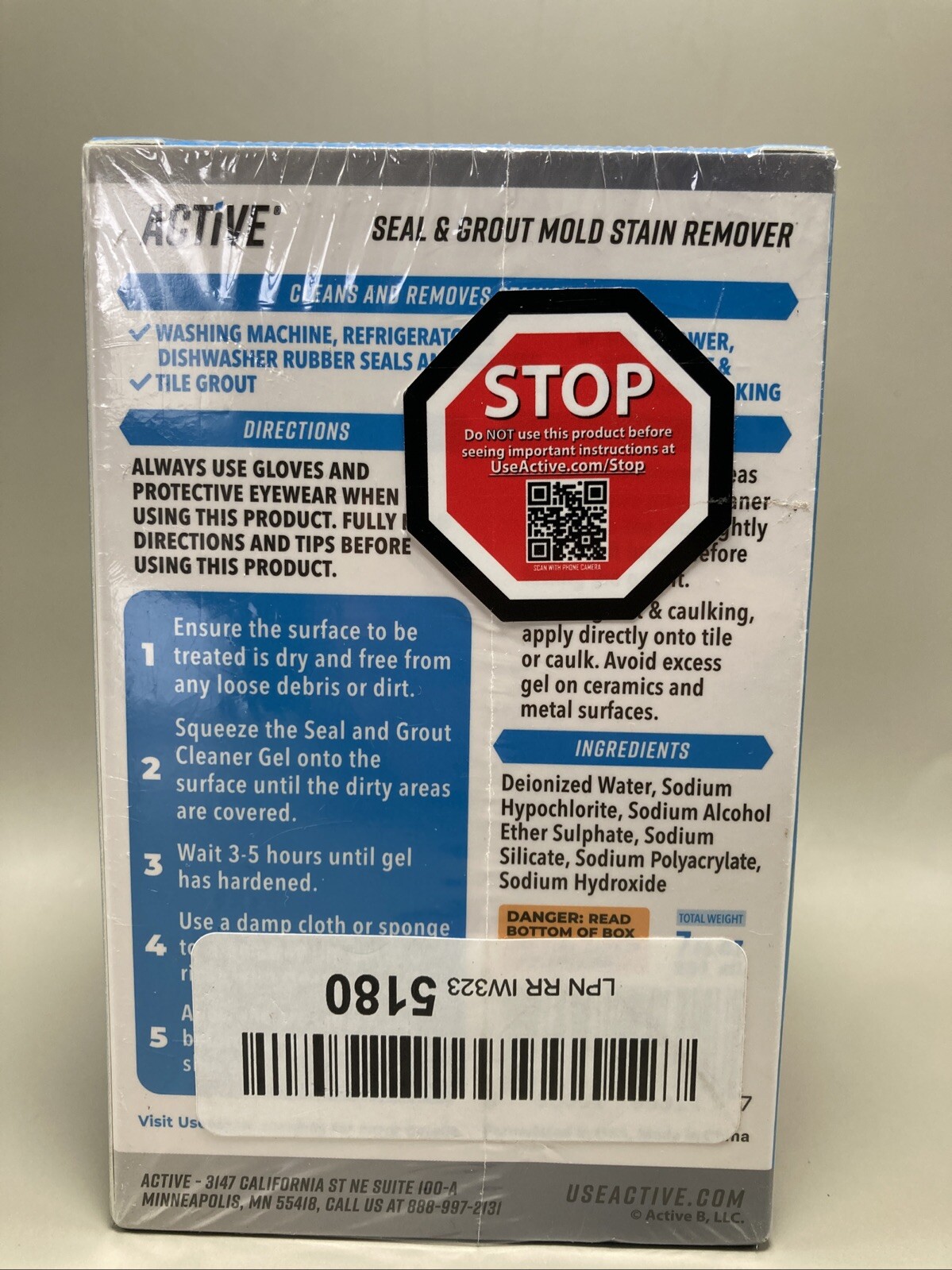 NEW & SEALED – Active Mold Stain Remover Seal Grout Deep Clean 7oz – Deodorizes