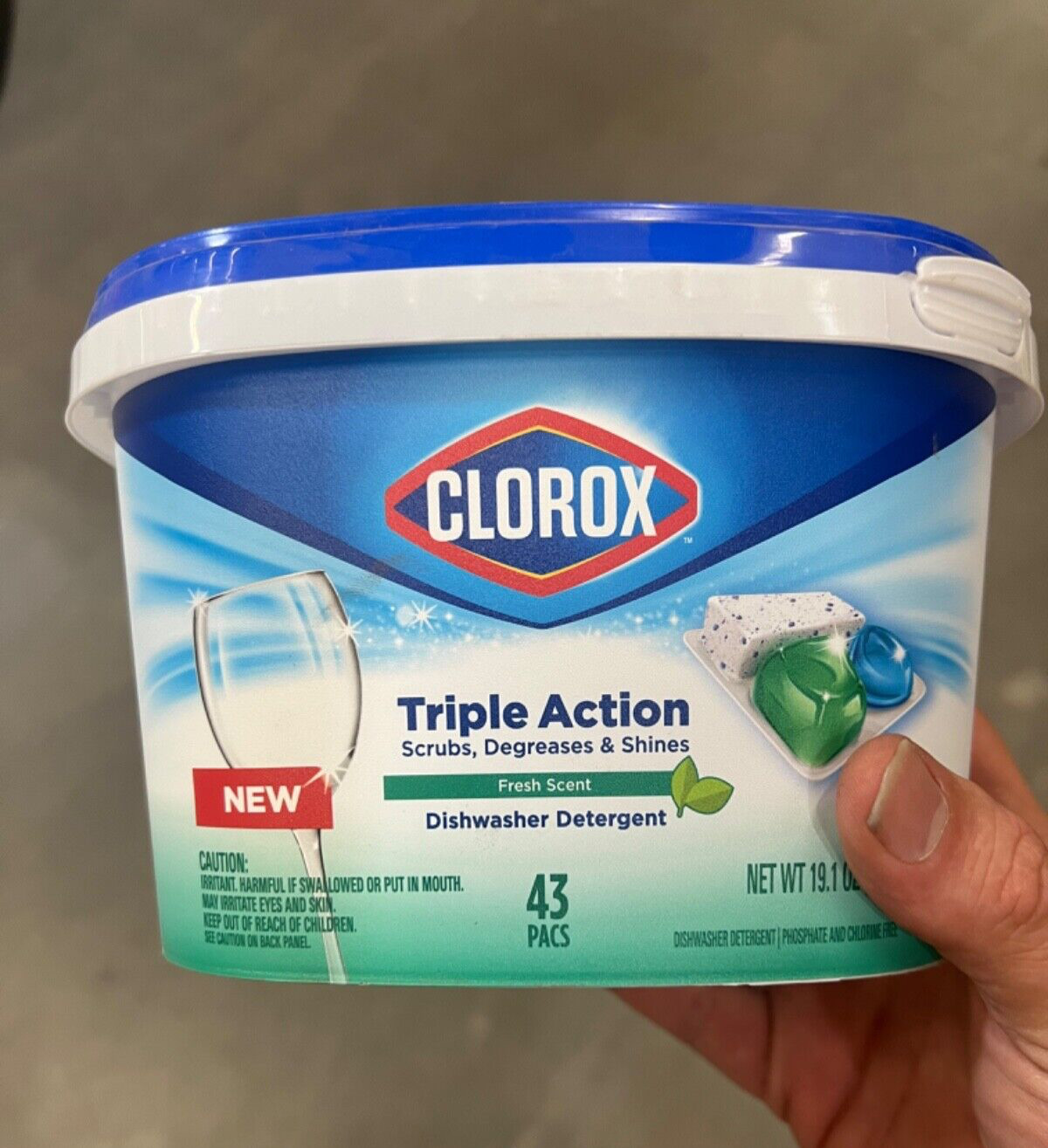 129 Pods (3 qty)Total Clorox Triple Action Dishwasher Detergent Pods Fresh Scent