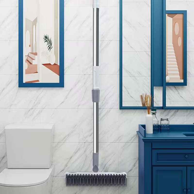 Long Handle Floor Scrub Brush with Soap Dispenser Bathroom Tile Grout Cleaner