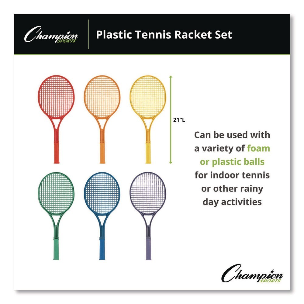 Champion Sports JTRSET (6) 21 in. Tennis Racket Set – Assorted (1-Set) New