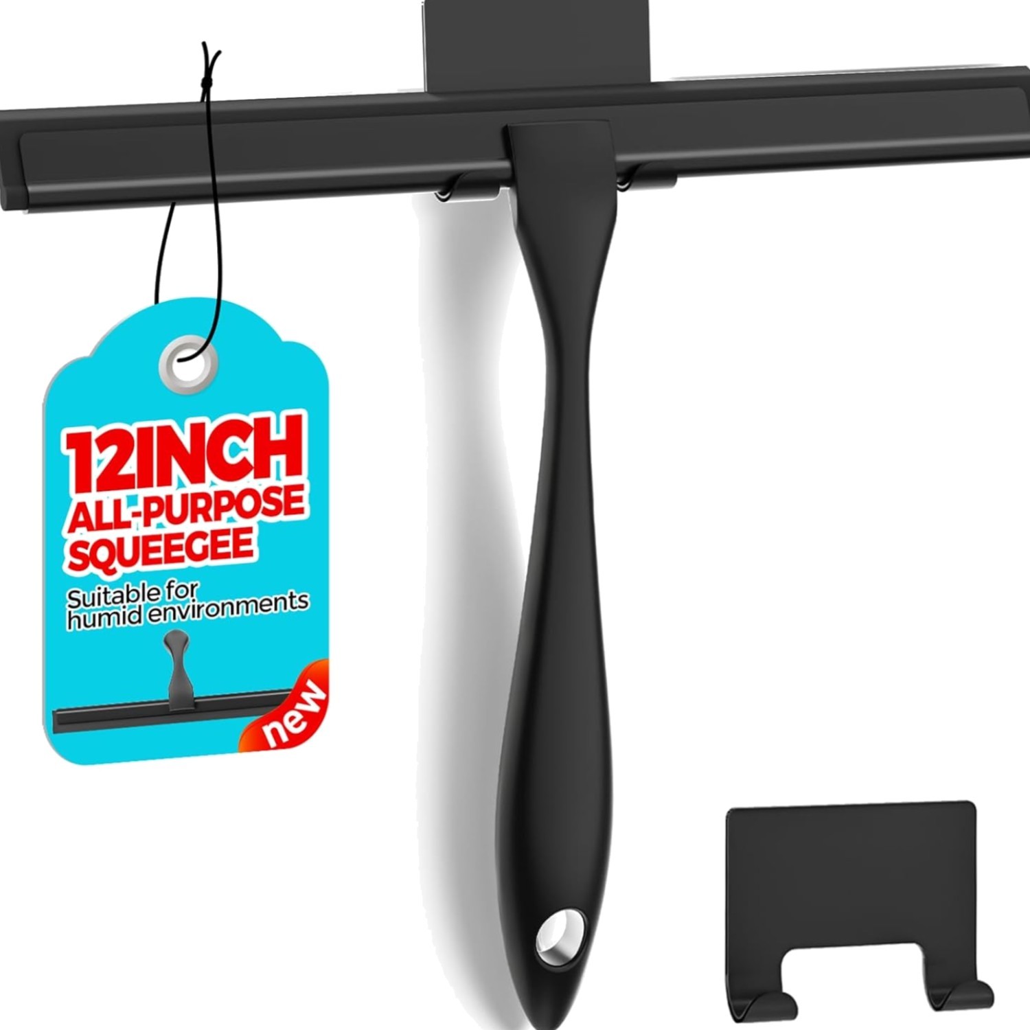Shower Squeegee, 10-Inch Matte Black Squeegee, All-Purpose Stainless Steel Squee