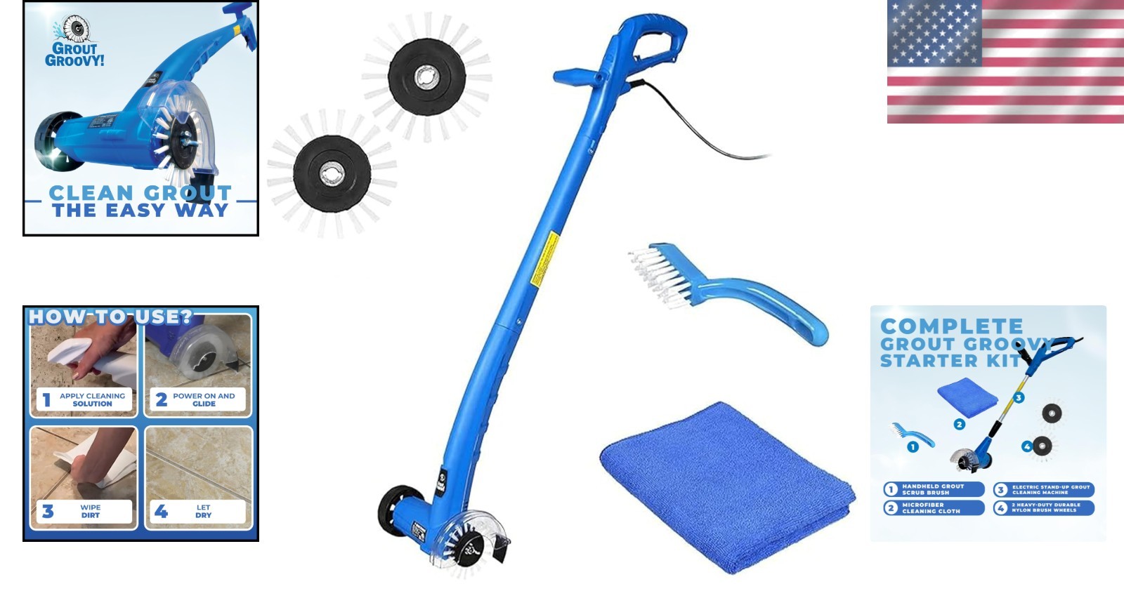 Effortless Electric Stand-Up Grout Cleaner for Deep Cleaning Tile & Grout