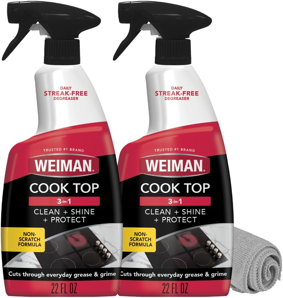 Weiman 2-Pack Cooktop Cleaning Spray & Microfiber Cloth – Cooktop & Oven Cleaner