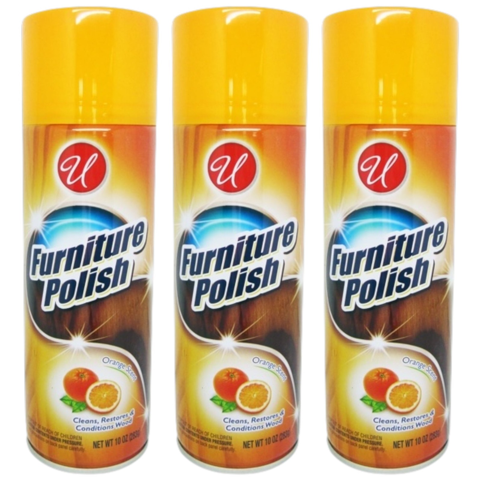 Furniture Polish Orange Scent – Cleans, Restores, & Conditions 10oz (Pack of 3)
