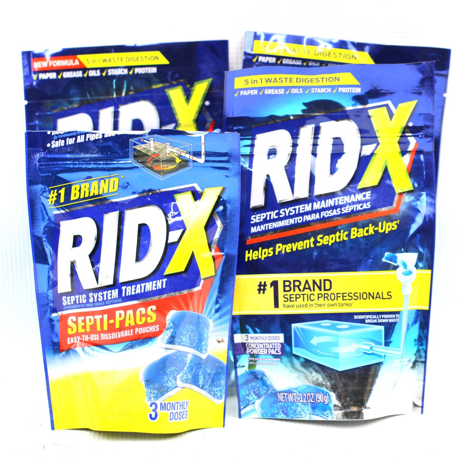 9 Month Supply! RID-X POWDER PACS Septic Tank Treatment Enzyme Septi BONUS!
