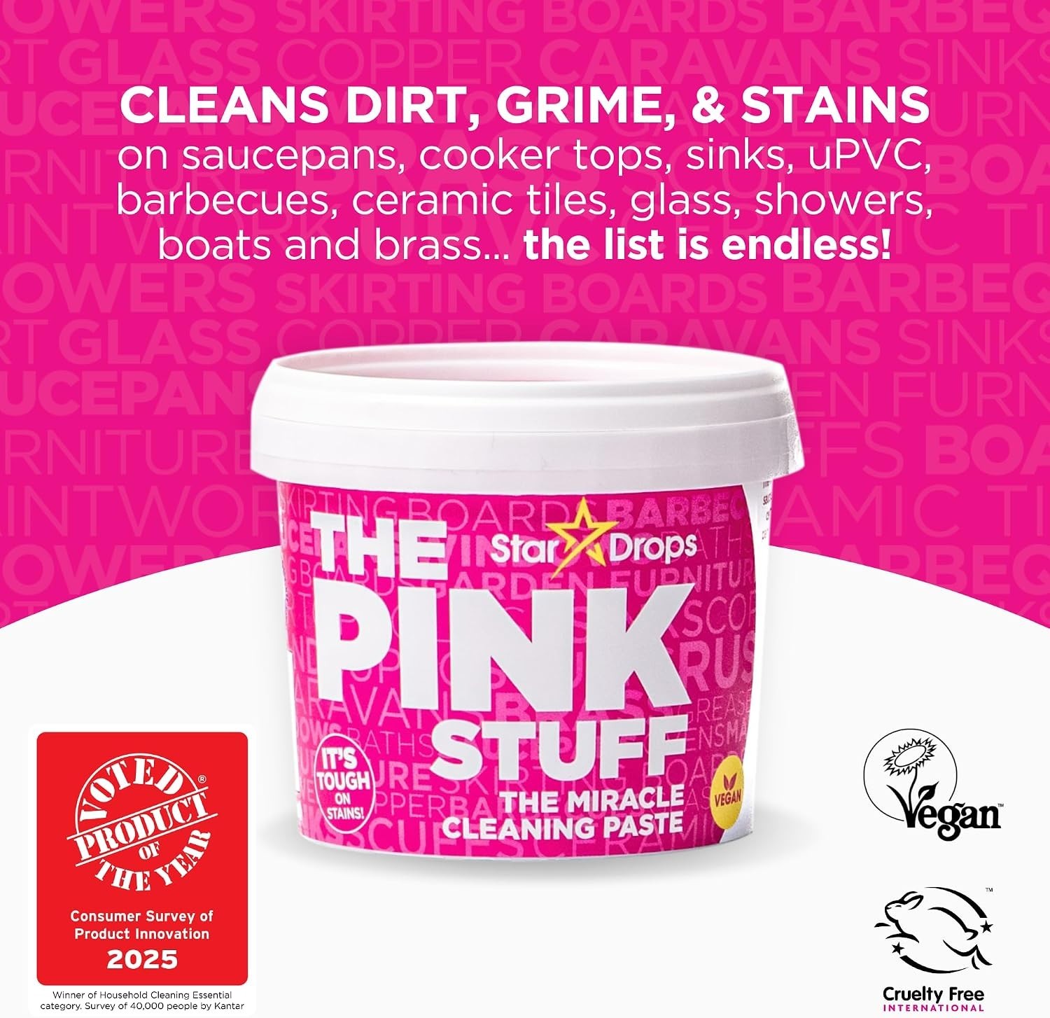 Stardrops The Pink Stuff, Miracle Cleaning Paste, All-Purpose Cleaner, 17.63 oz