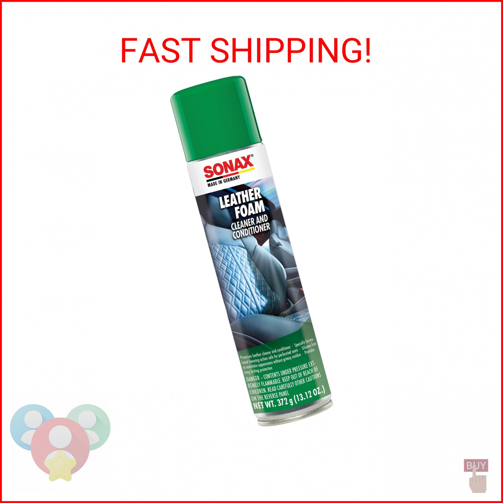 SONAX Leather Foam 289300 | 2 in 1 Aerosol Leather Cleaner and Conditioner | Saf