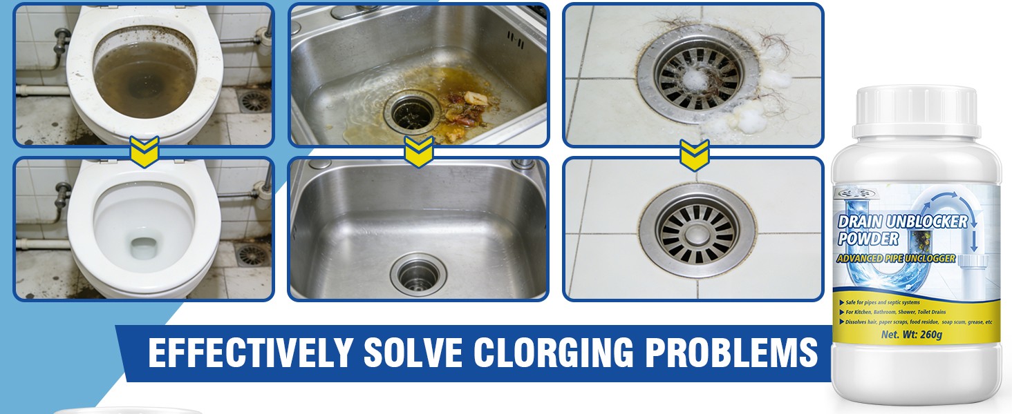 Powerful Drain Clog Remover, 260g Pipeline Dredging Ant & Drain Cleaner
