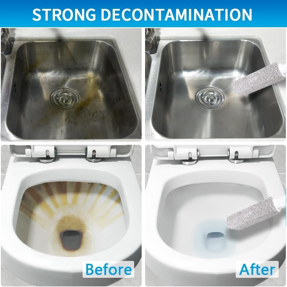 2-Piece Reusable Toilet Cleaning Stone with Handle – Cleans Tough Stains Easily
