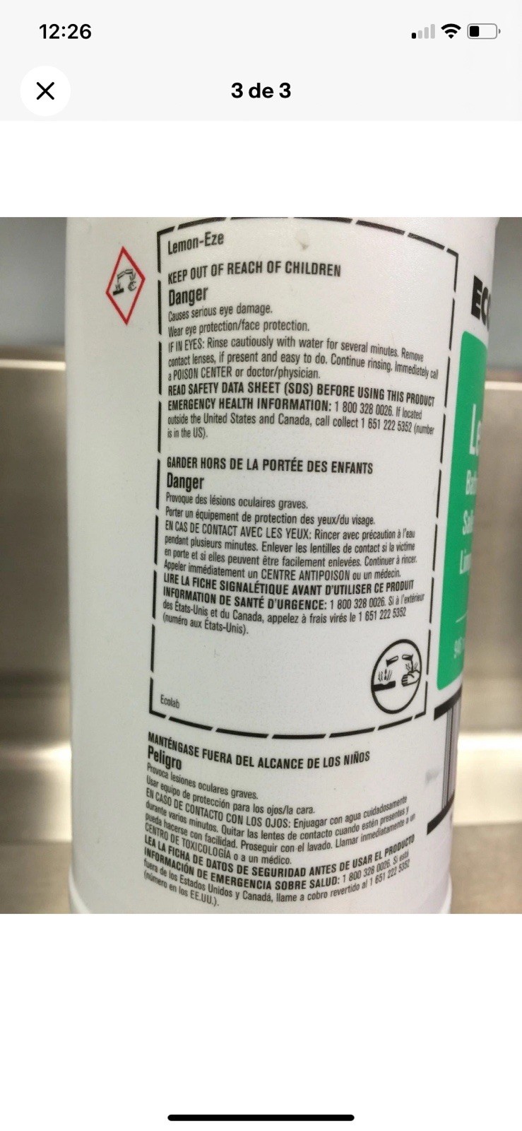 Ecolab Lemon Bathroom Creme Cleanser 946 mL 32 fl oz MPN 13094
