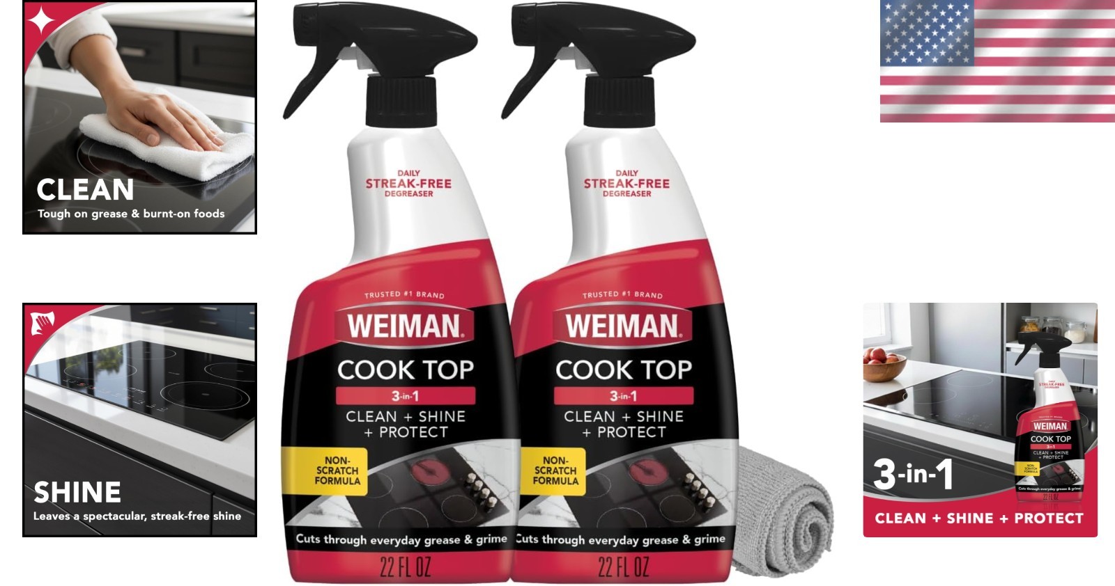 Kitchen Degreaser Set with Microfiber Cloth