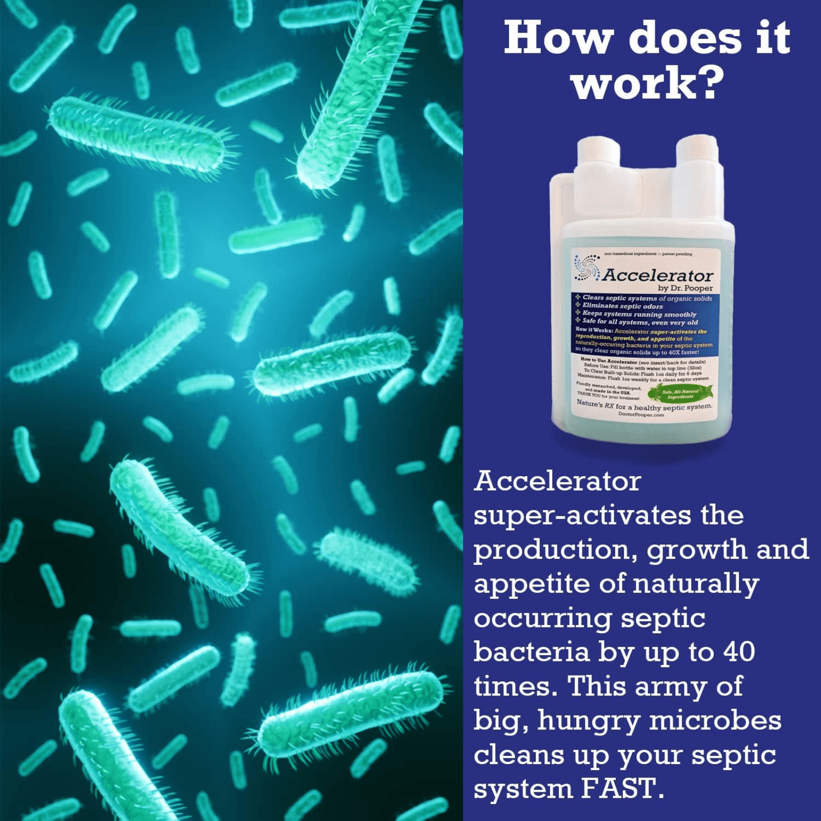 Dr Pooper Accelerator Septic Tank Treatment Bacteria Enzyme Cleaner Odor Remover