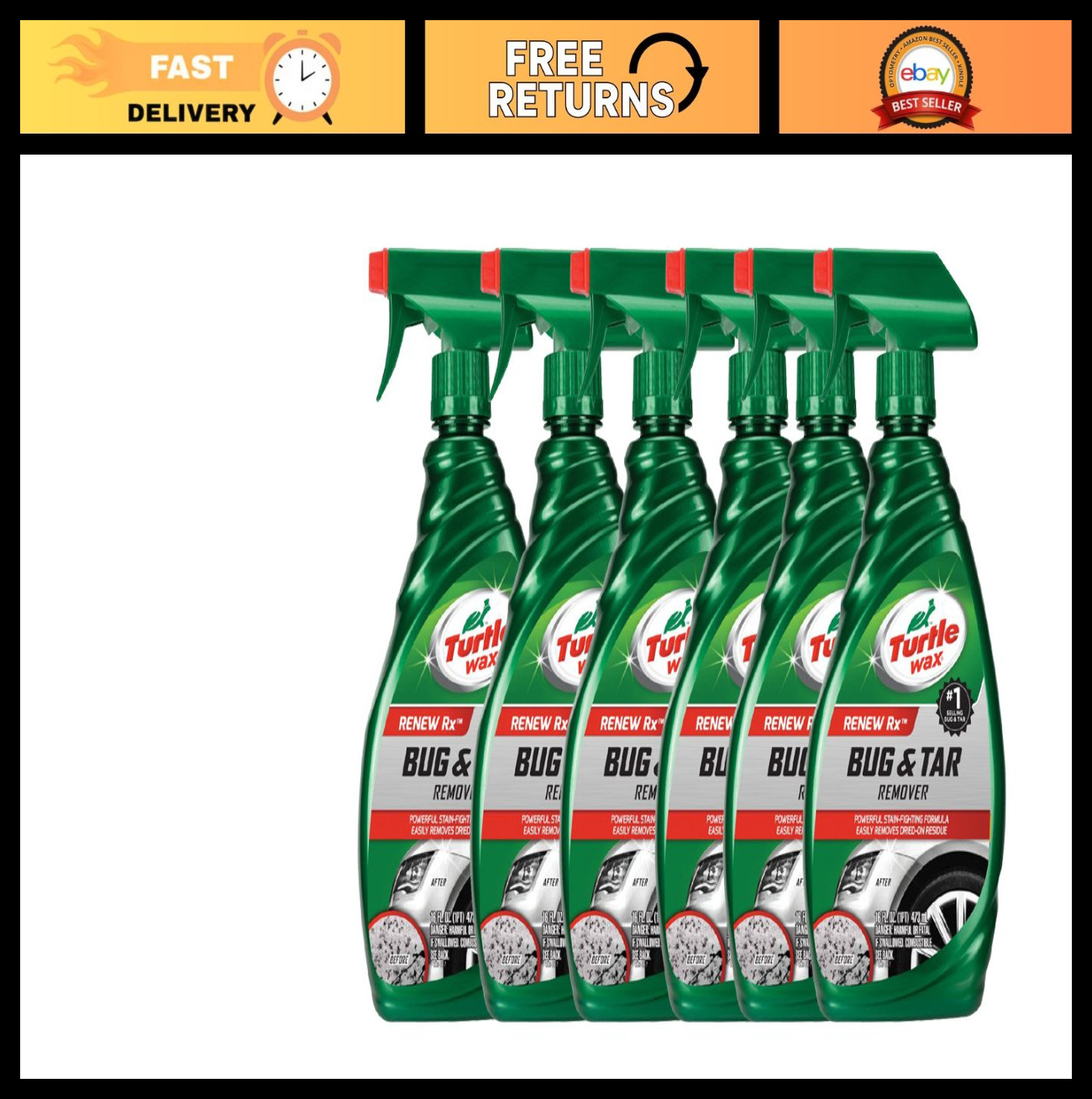 Bug & Tar Remover Spray – 16 oz. Cleaner, Case of 6, Automotive Detailing Suppli