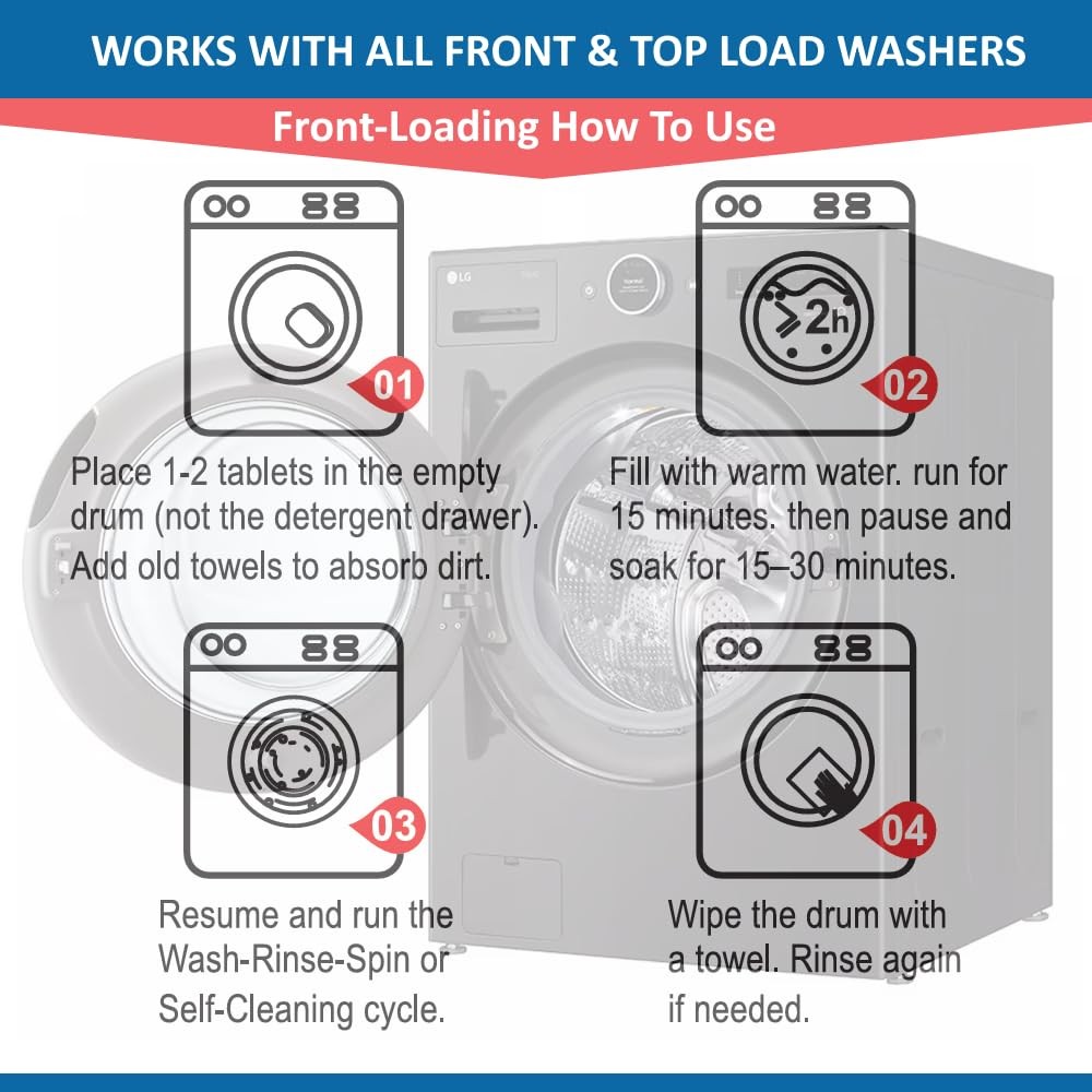 Washer Cleaner Tablets 12 Count Septic Safe Washing Machine Cleaner Ocean Breeze