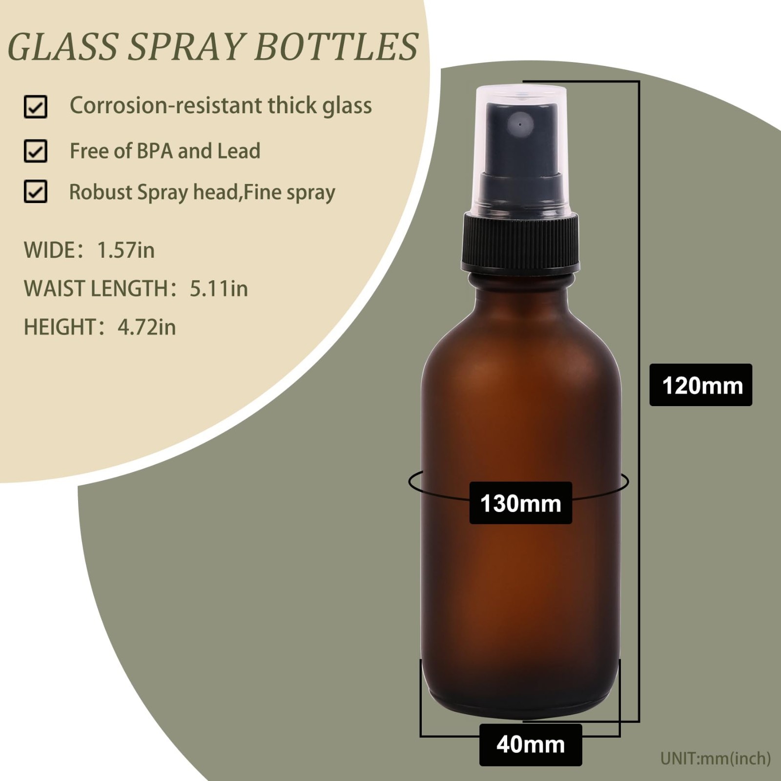 48 Pack Green Glass Mini Spray Bottles 2 oz – Fine Mist Refillable Containers fo