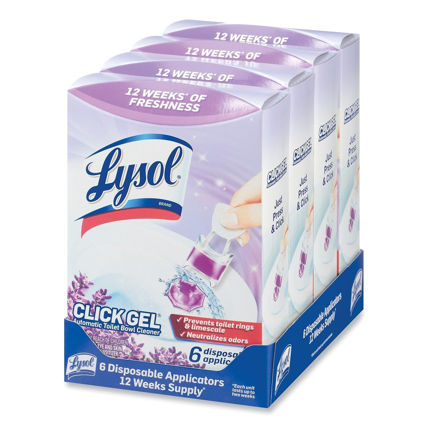 Lysol Click Gel Toilet Bowl Cleaner | Lavender Scent | 6 Count