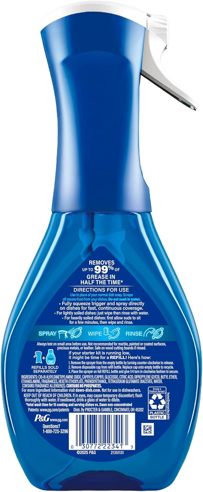 Dawn Dish Soap Spray Tropical Blend Scent, Kitchen Household Essentials, 16 Oz.