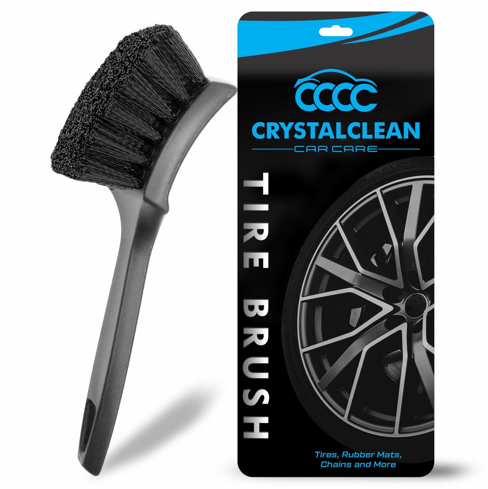 Crystal Clean Tire Brush Nylon Bristle Detailing Carpet Rim Scrub Tool Kit