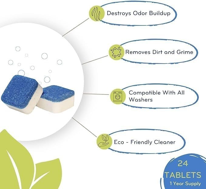 24 Eco-Swirlz Tablets for Deep Cleaning Front & Top Load Washers – HE Compatible