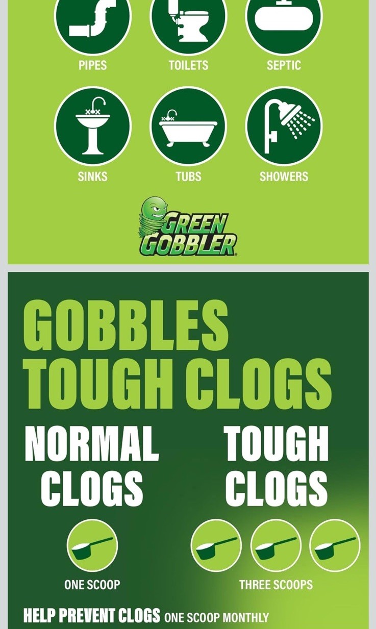 Drain Clog Remover and Drain Opening/Cleaning Powder 3.31 lbs Green Gobbler