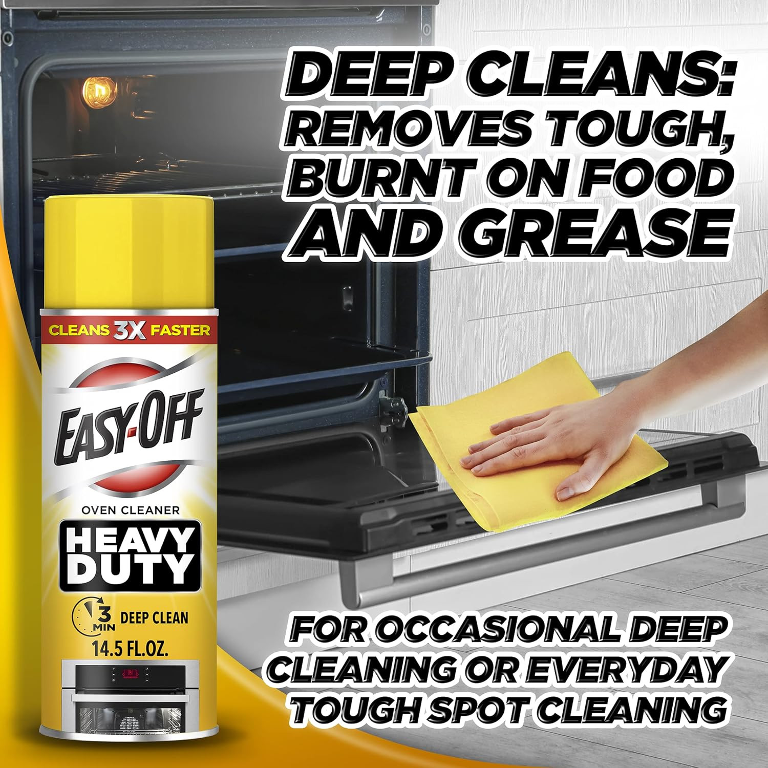 Heavy Duty Oven Cleaner Foam, Removes Grease & Burned-On Food, for Ovens, Grill