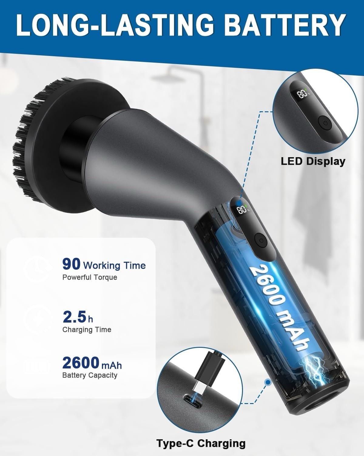 Electric Spin Scrubber -[Upgraded Version] [IPX7 Waterproof] 7 Brush Heads