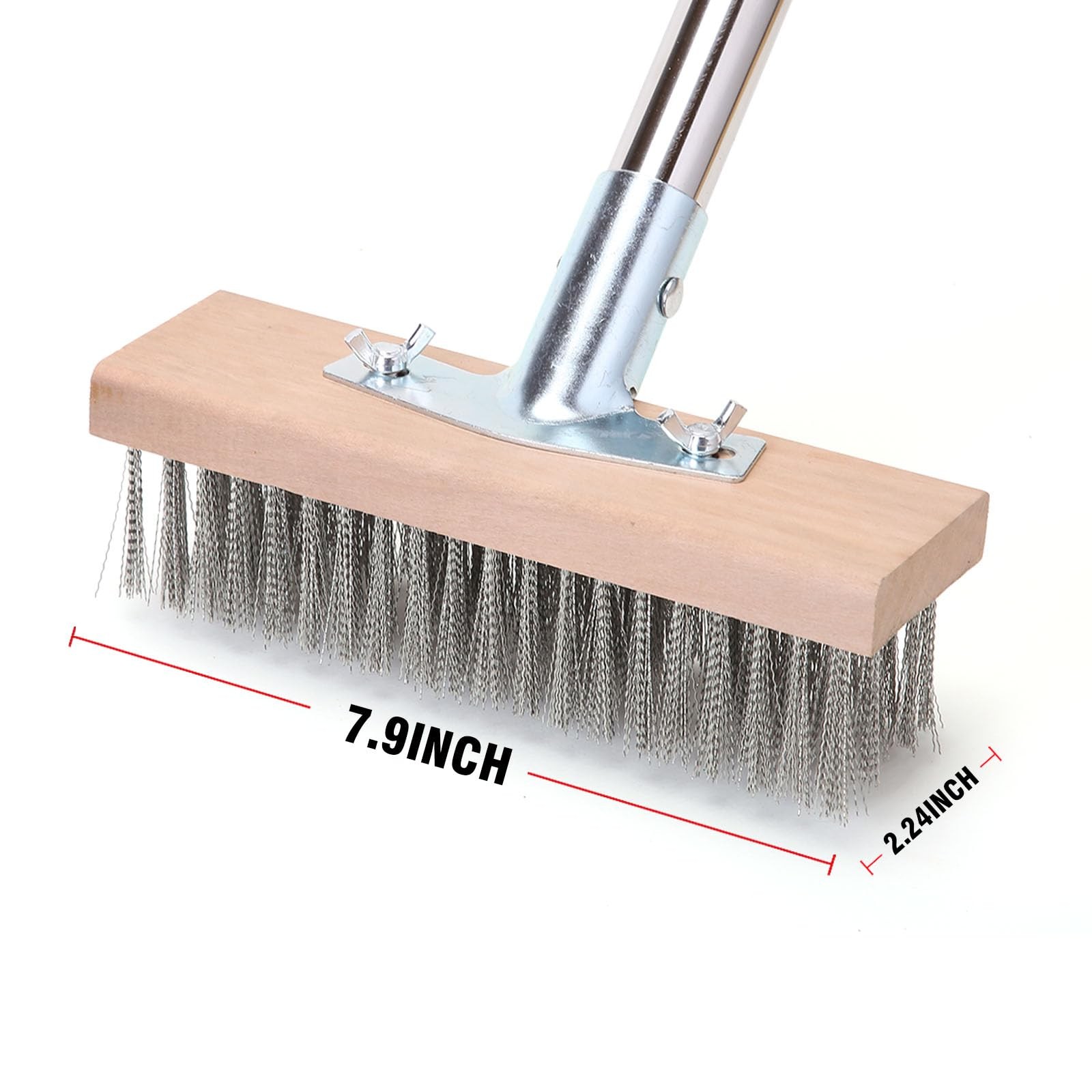 MAXMAN Stainless Steel Wire Scrub Brush with Long Handle, 63″ Heavy Duty Larg…