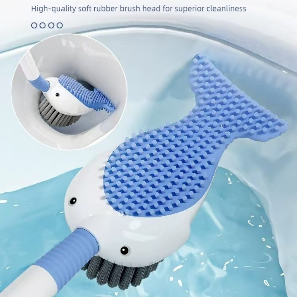 Toilet Brush with No Dead Angle Cleaning Bristles and Reliable Suction Cup Base