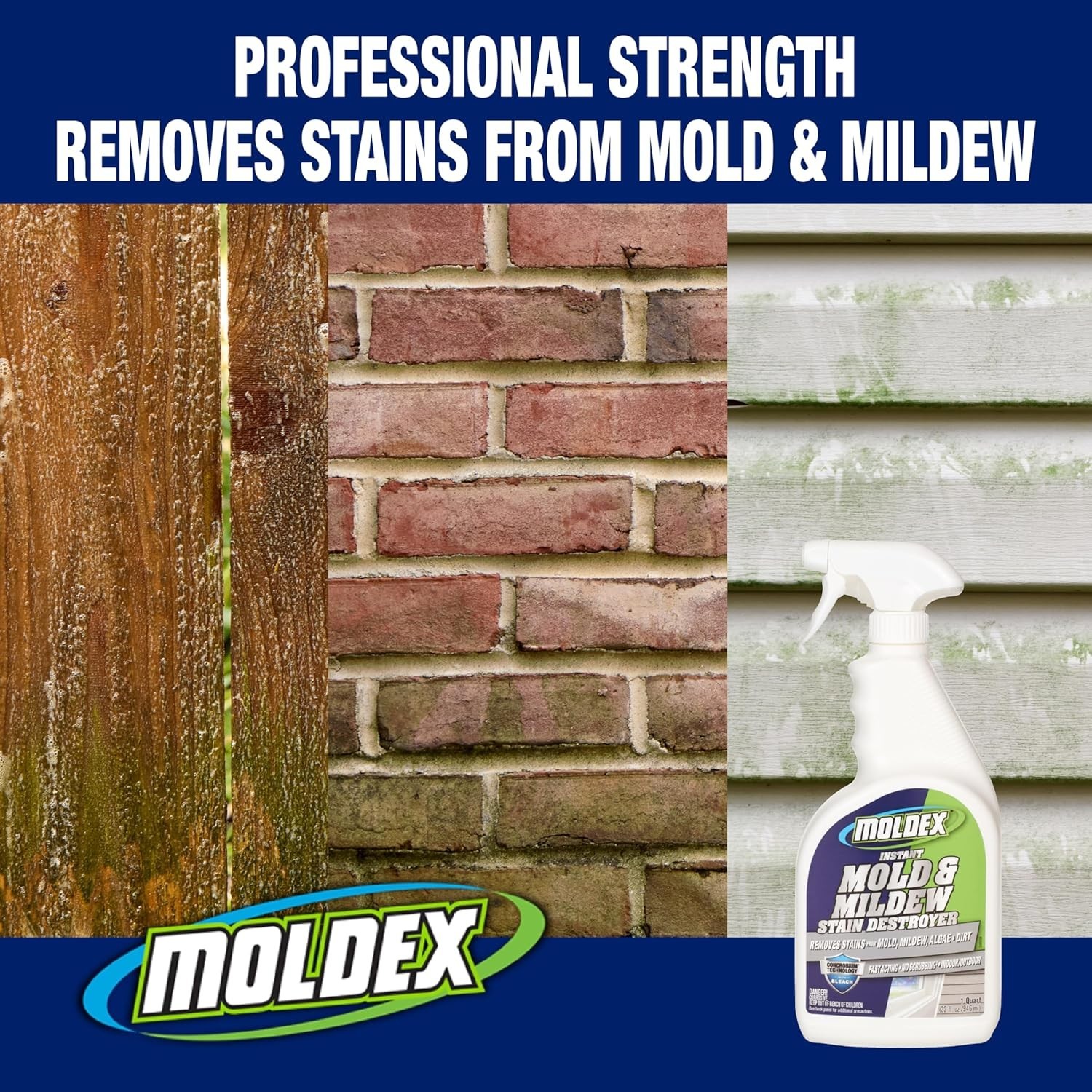 Mold & Mildew Surface Stain Cleaner with Bleach, 32 oz – Fast Acting Spray fo…