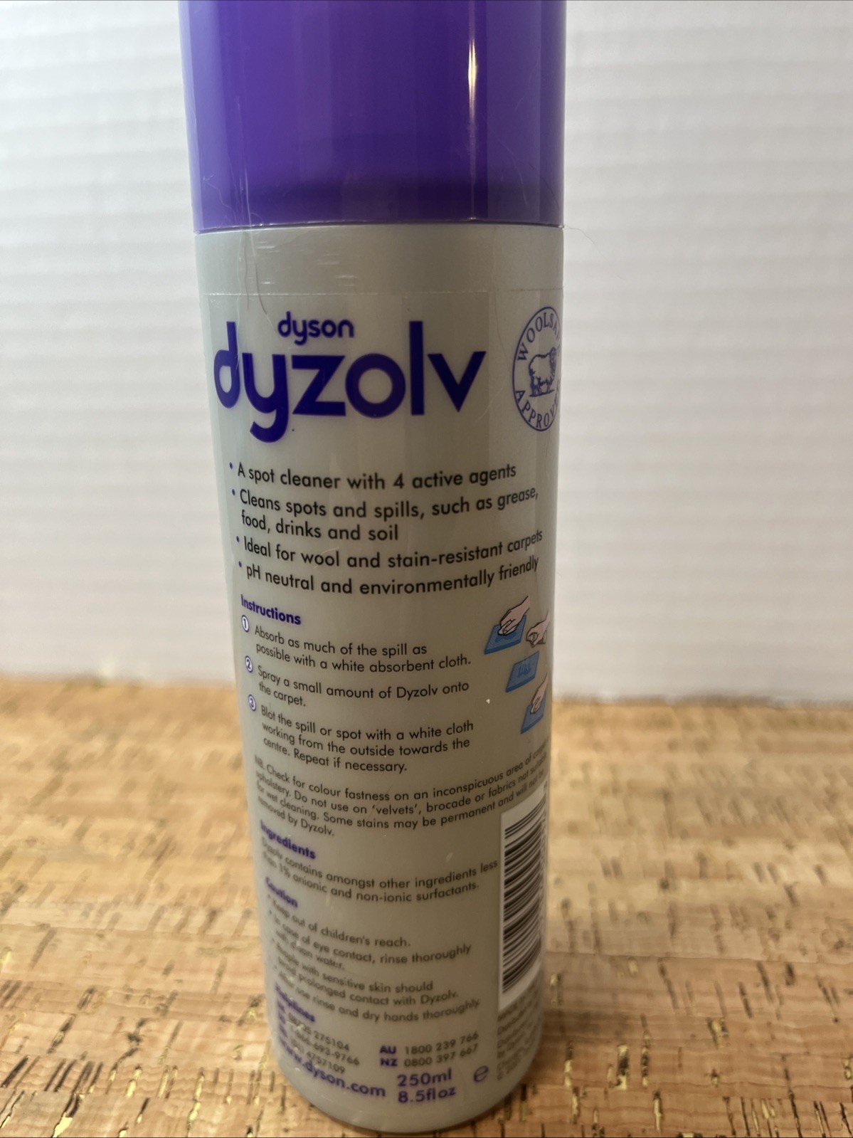 Dyson Dyzolv Spot Cleaner for Carpets & Rugs 4 Active Agents 8.5 oz New