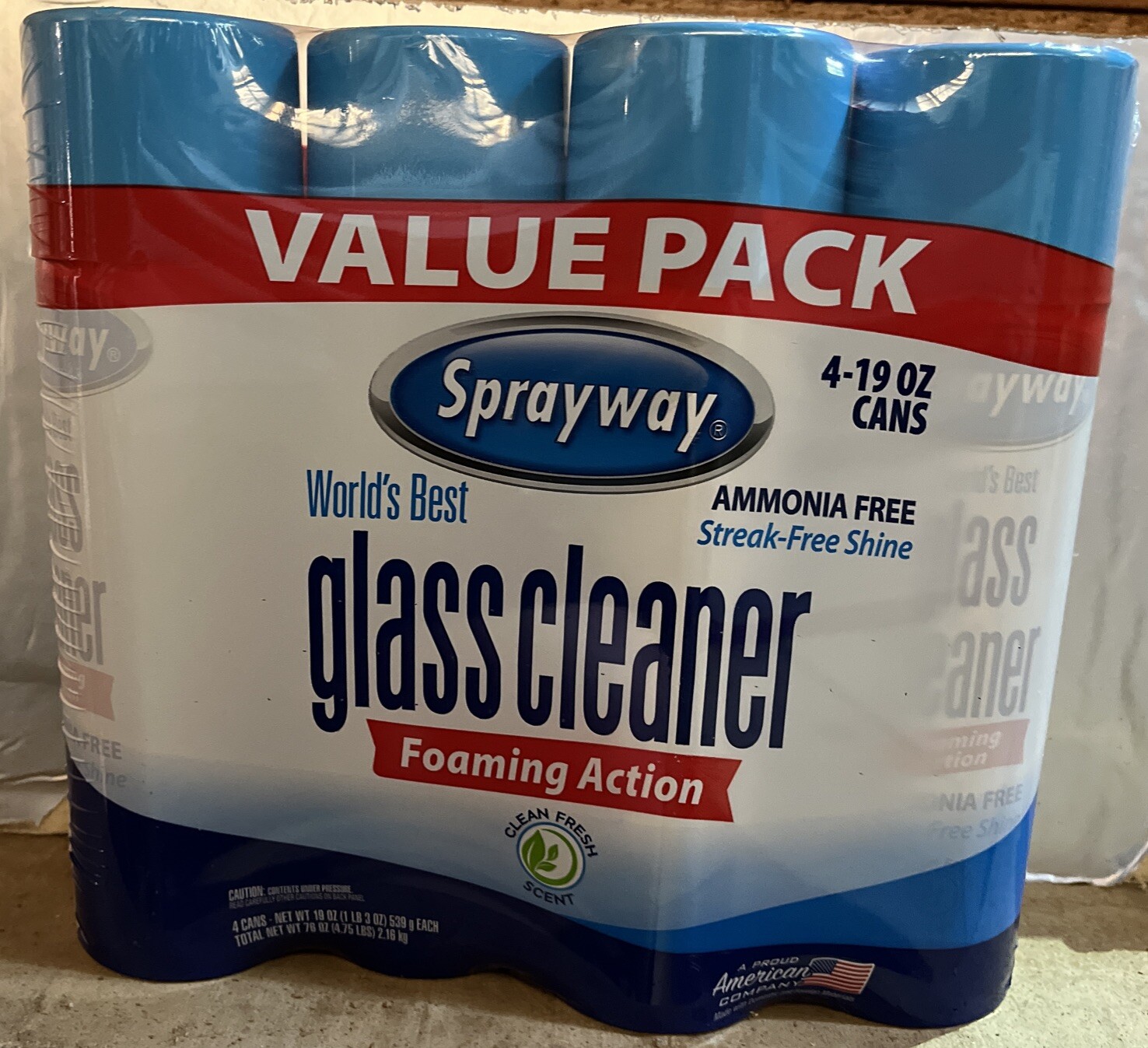 Sprayway, Glass Cleaner, 2 Quad packs (8-19oz Cans Total) Ammonia & Streak Free.