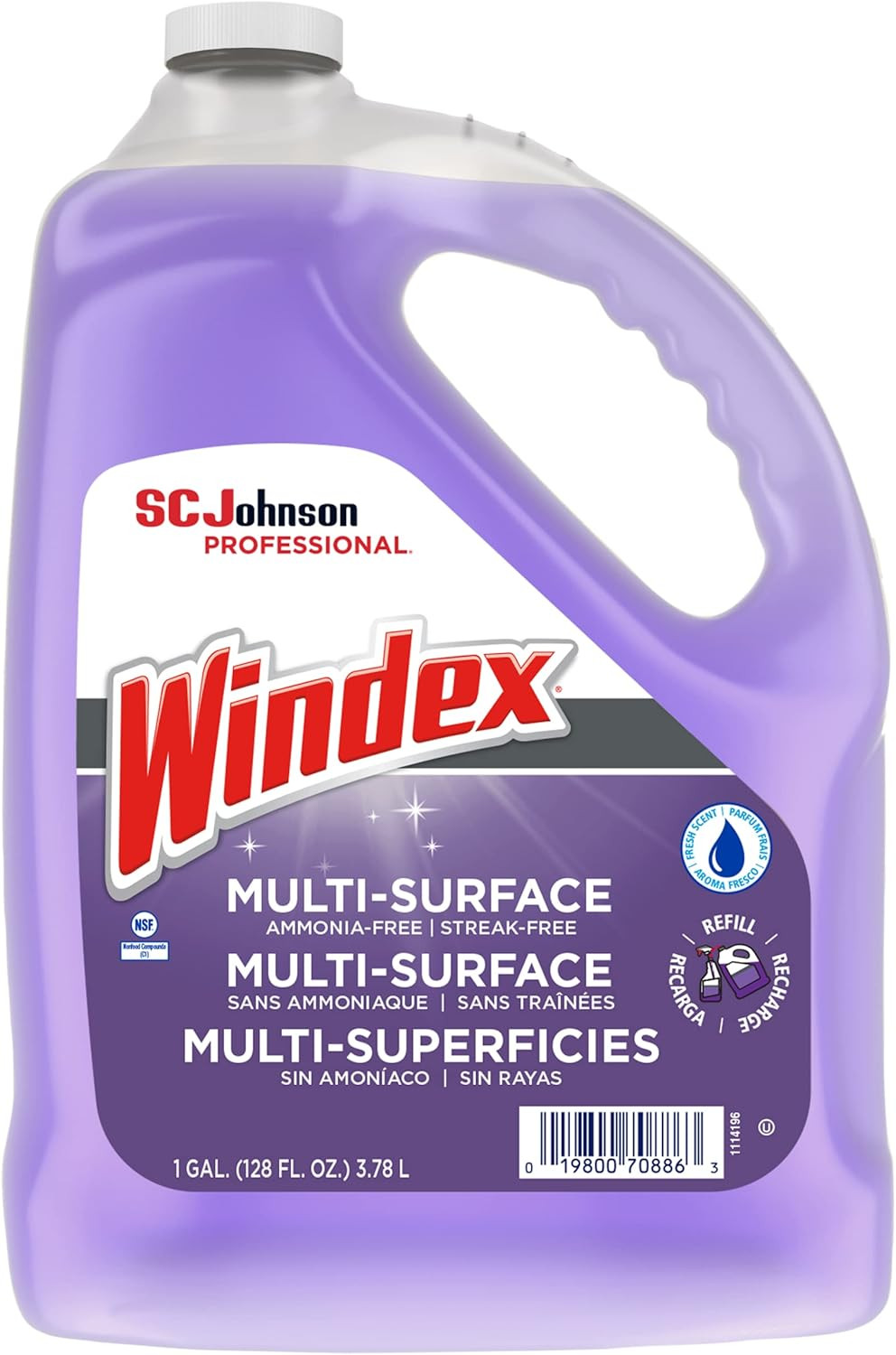 , Windex Ammonia-Free Glass, Window & Surface Cleaner Refill, 1 Gallon/128 Oz (P