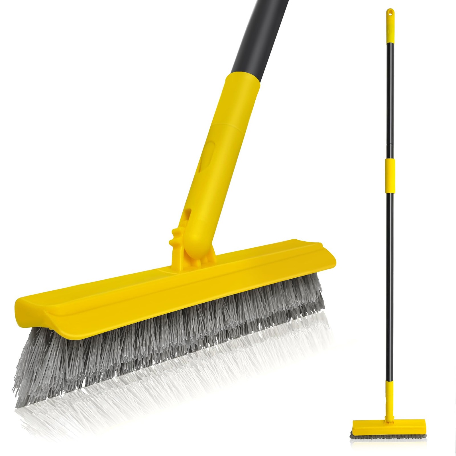 2 in 1 Grout Brush with 49.6″ Long Handle, Swivel Grout Cleaning Brush V-Shap…