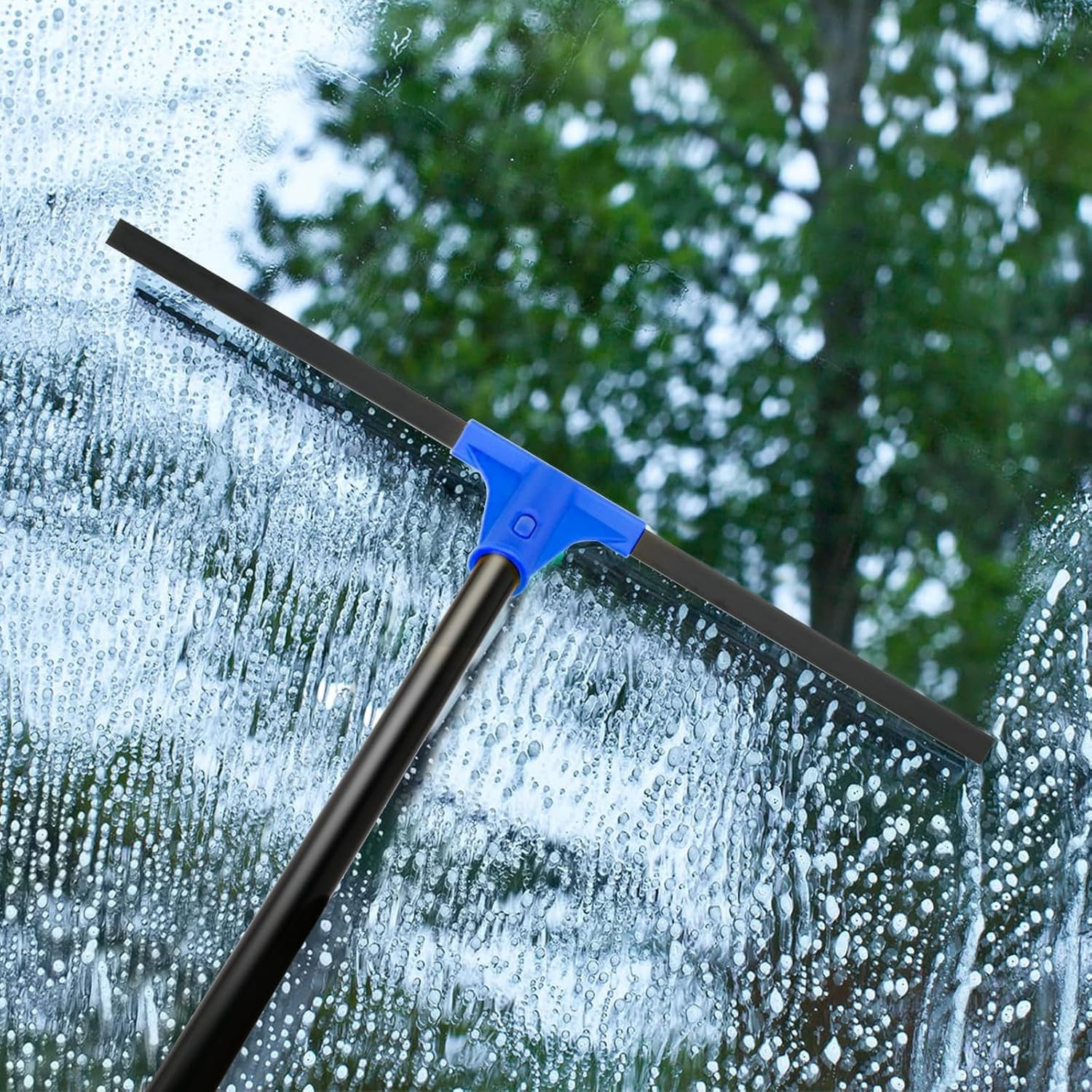 Floor Squeegee for Concrete and Tile Cleaning, 24” Rubber Wiper Broom, Large He
