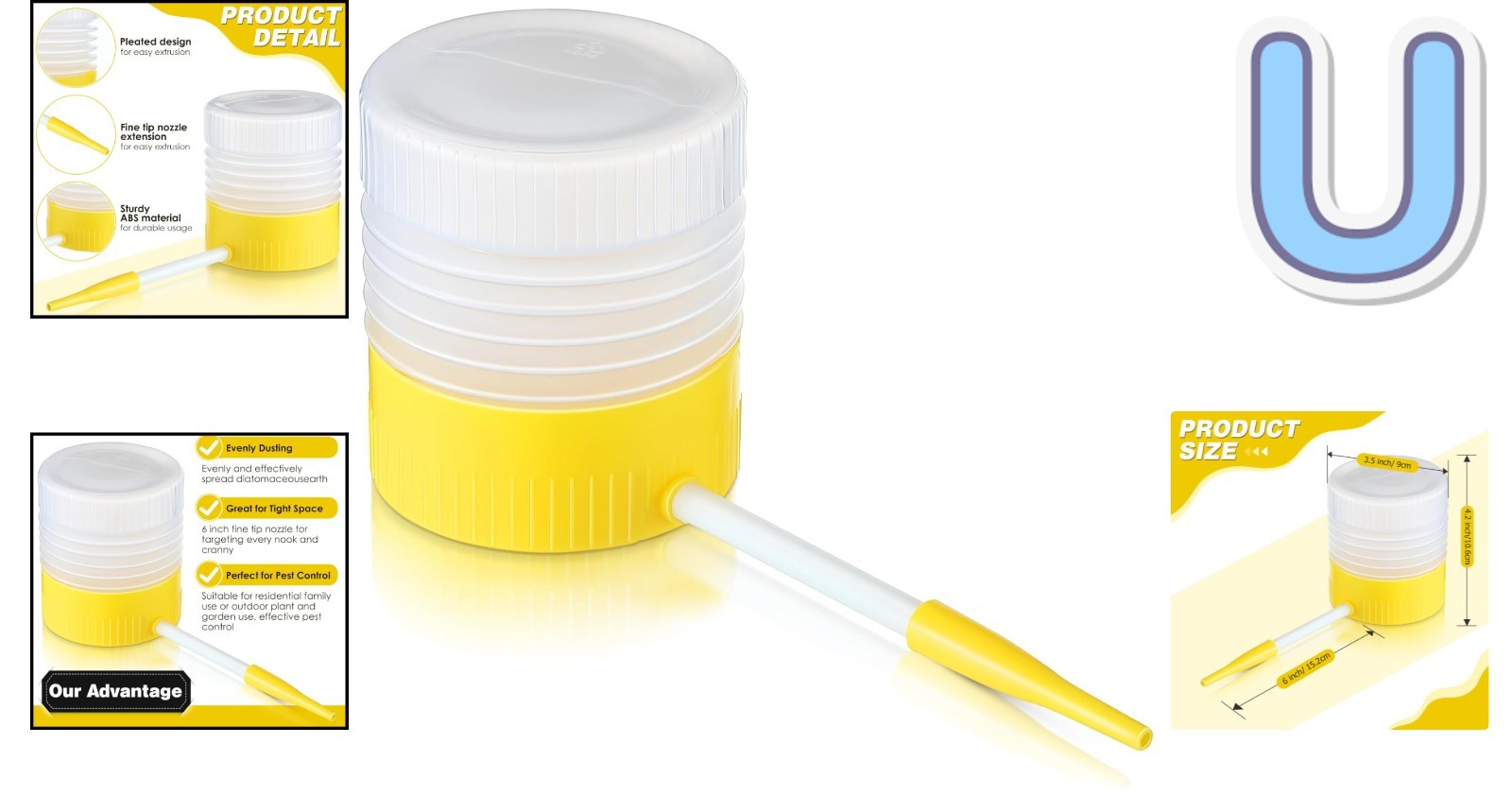 Diatomaceous Earth Powder Duster – 6 Inch Nozzle for Effective Pest Control