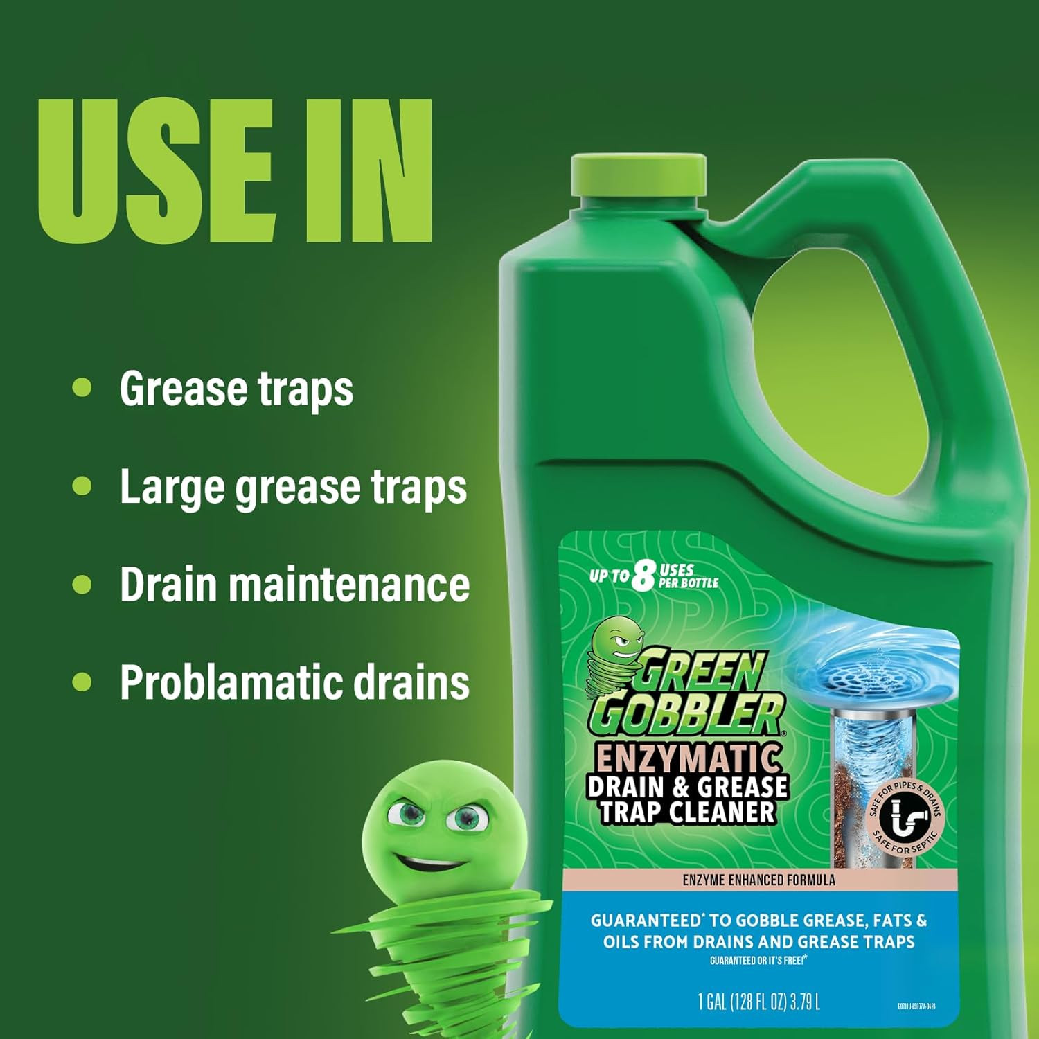 Enzyme Drain Cleaner | Controls Foul Odors & Breaks down Grease, Paper, Fat & Oi
